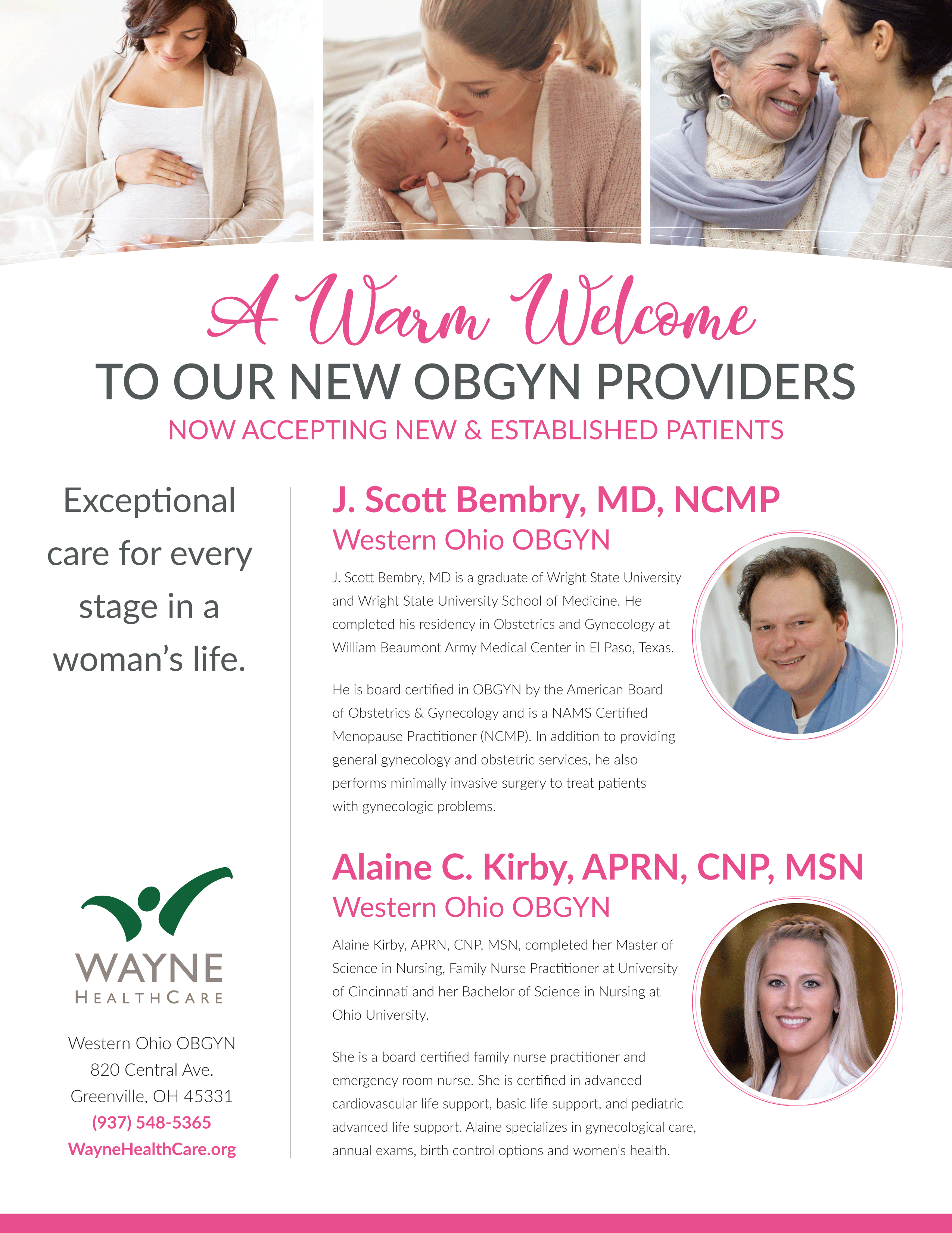 New OBGYN Providers to Wayne HeathCare